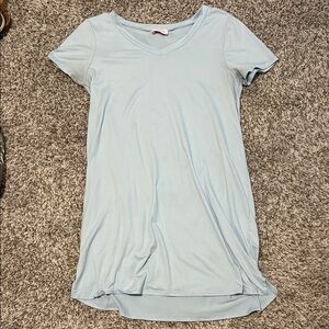 Light Blue V-Neck Women's T-shirt Dress